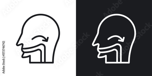 Swallowing reflex icons set vectors on white background.