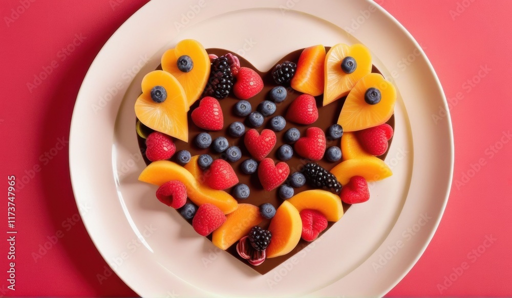 A decadent Valentine's Day spread featuring a heart-shaped chocolate dessert, surrounded by strawberries, chocolate candies, and heart-shaped decorations. A decadent Valentine's Day spread featuring a heart-shaped chocolate dessert, surrounded by strawberries, chocolate candies, and heart-shaped decorations.