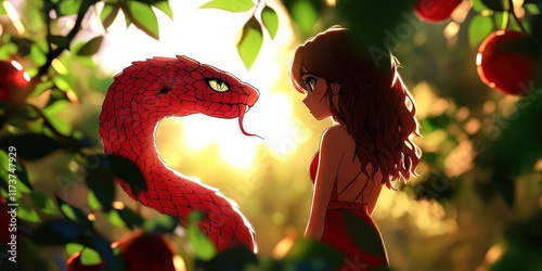 anime forbidden fruit, serpent - biblical garden of eden photo