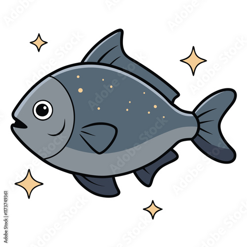 Pacu fish isolated flat vector illustration on white background