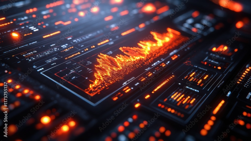 Obraz premium Futuristic Interface Showing Data Analytics Graphs.
