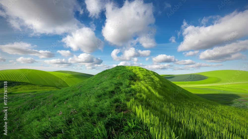Fototapeta premium green field and blue sky