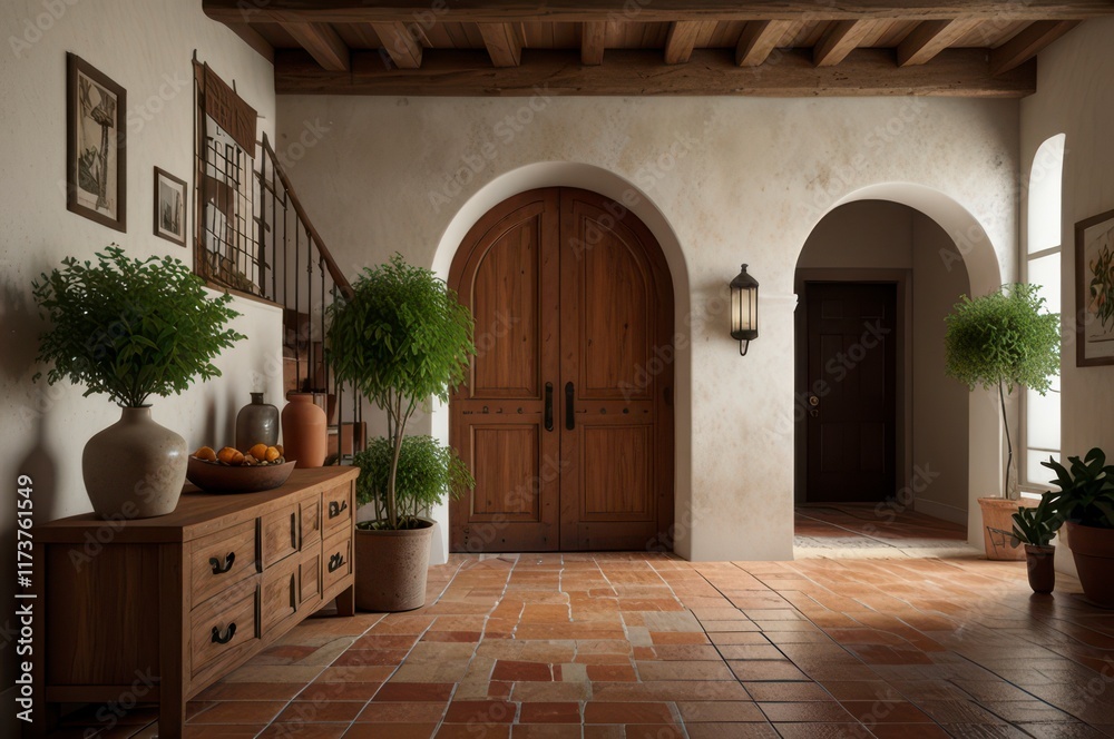 Fototapeta premium Sunlit rustic interior large blank