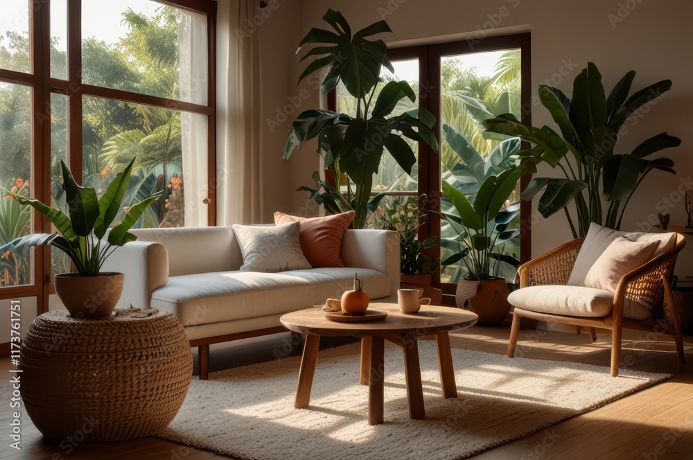 Obraz premium Sunlit rustic interior large blank