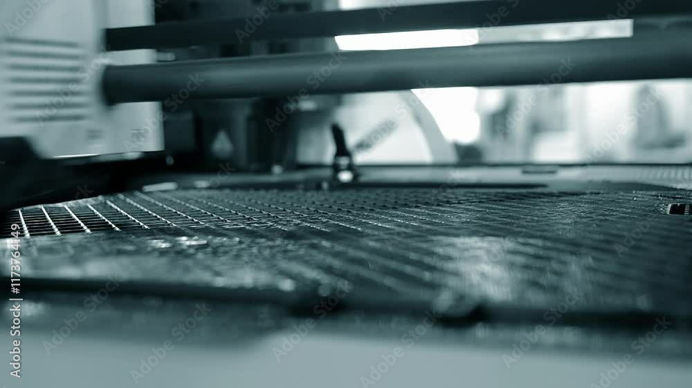 The process of printing on a 3D printer. 3D printer printing object from molten plastic close-up. Creative creation of model on 3D printer. New modern technologies of 3D printing. Additive technology The process of printing on a 3D printer. 3D printer printing object from molten plastic close-up. Creative creation of model on 3D printer. New modern technologies of 3D printing. Additive technology