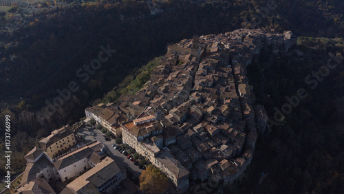 Aerial View of Pitigliano’s Harmonious Blend with Nature