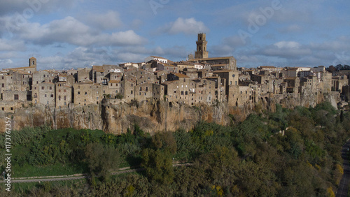 Aerial View of Pitigliano’s Historic Hilltop Village