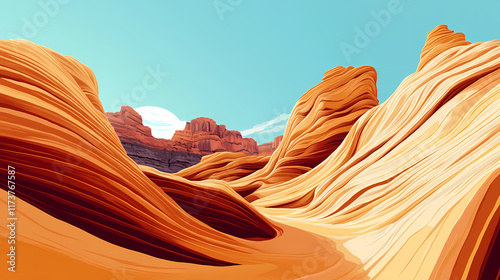 Wind sculpted sandstone intricately sculpted sandstone formation. Sandstone. Illustration photo