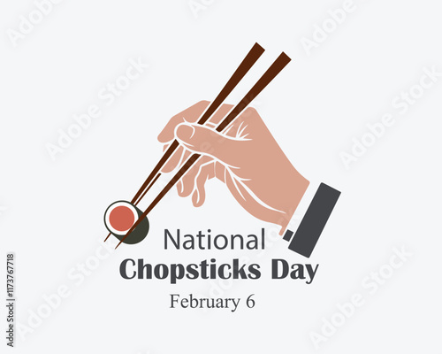 National chopsticks Day. February 6. Holiday poster, banner, card, placard, background. Vector illustration.
