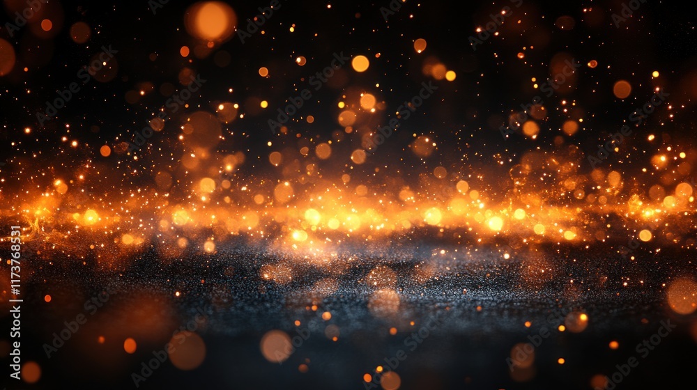 Obraz premium A vibrant display of glowing particles and sparks against a dark background.