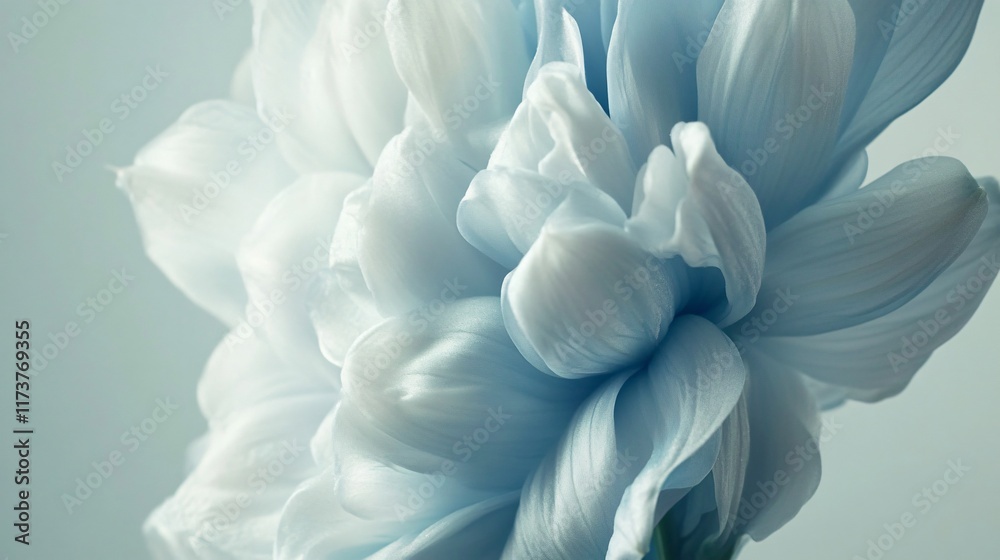 Fototapeta premium Closeup Pastel Blue Flower Petals Soft Bloom Macro