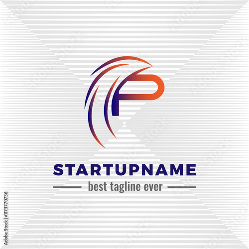 Modern vortex logo design combined with initial letter p