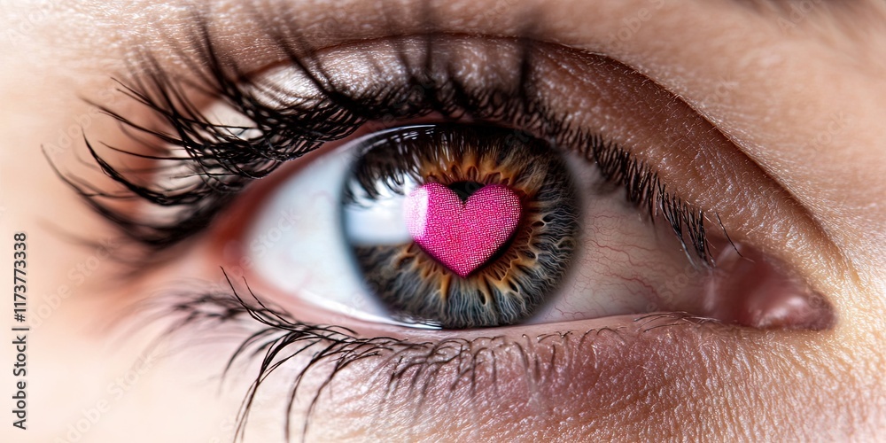 Fototapeta premium woman with heart-shaped pupil