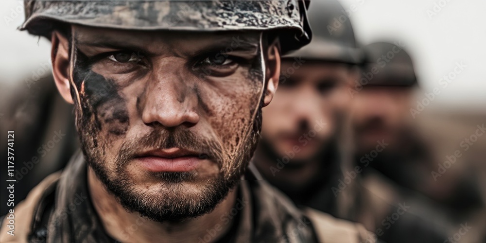 war-weathered soldier in the battlefield war-weathered soldier in the battlefield