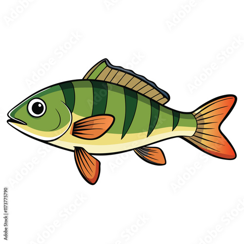 Perch fish isolated flat vector illustration on white background