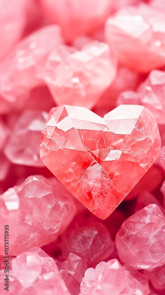 Many heart shaped pink crystals. Many heart shaped pink crystals.