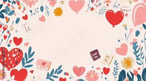 Wallpaper Mural valentine's day illustration frame background Torontodigital.ca
