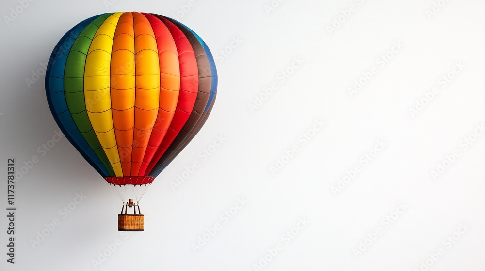 Fototapeta premium Colorful hot air balloon floating against a light background indoors