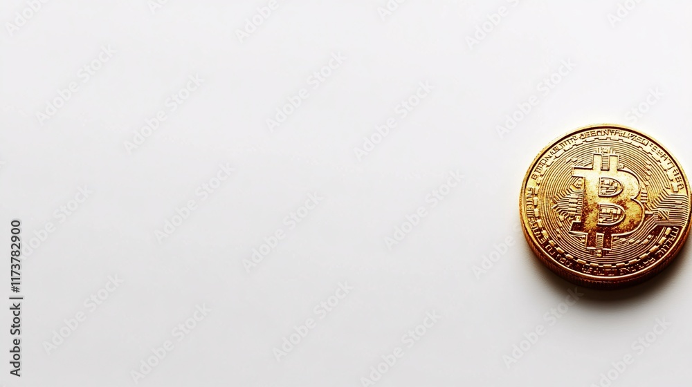 Crypto coin on white surface highlighting digital currency investment concept Crypto coin on white surface highlighting digital currency investment concept