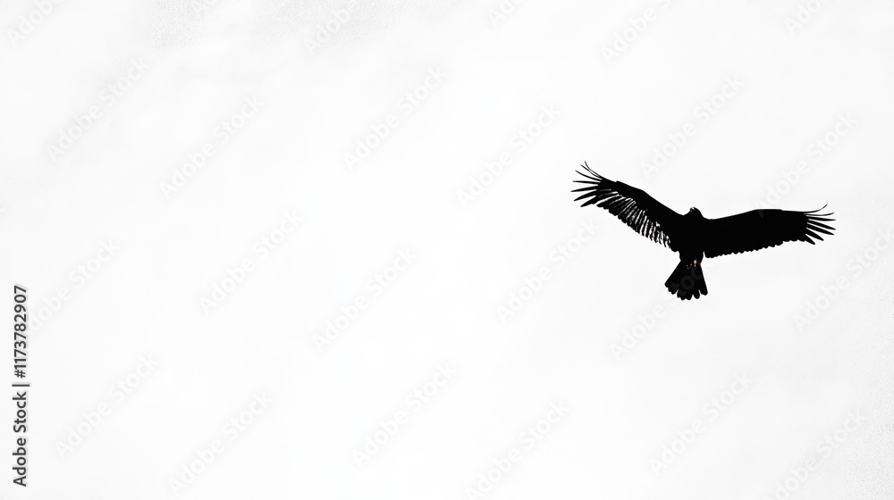 Black silhouette of an eagle soaring on a white background, symbolizing vision and ambition. Black silhouette of an eagle soaring on a white background, symbolizing vision and ambition.