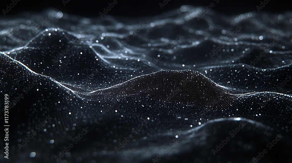 Fototapeta premium Dark Glittering Waves Abstract Background Texture