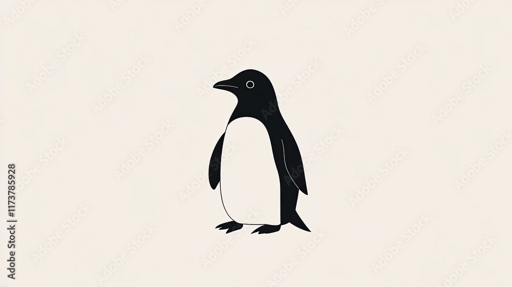 Fototapeta premium Minimalist black penguin design on a white background, showcasing unique and adaptable ideas.