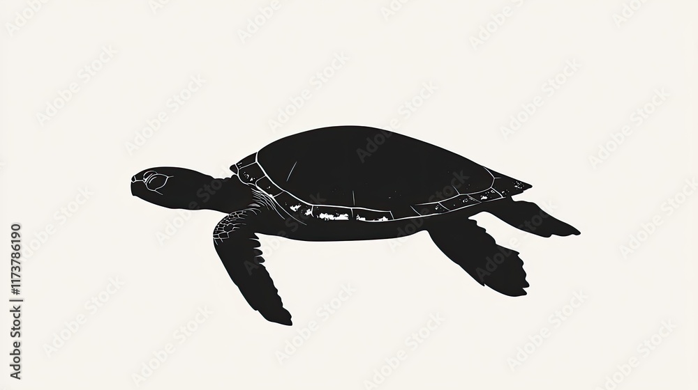 Obraz premium Minimalist black turtle silhouette on a white background, representing steady and enduring ideas.