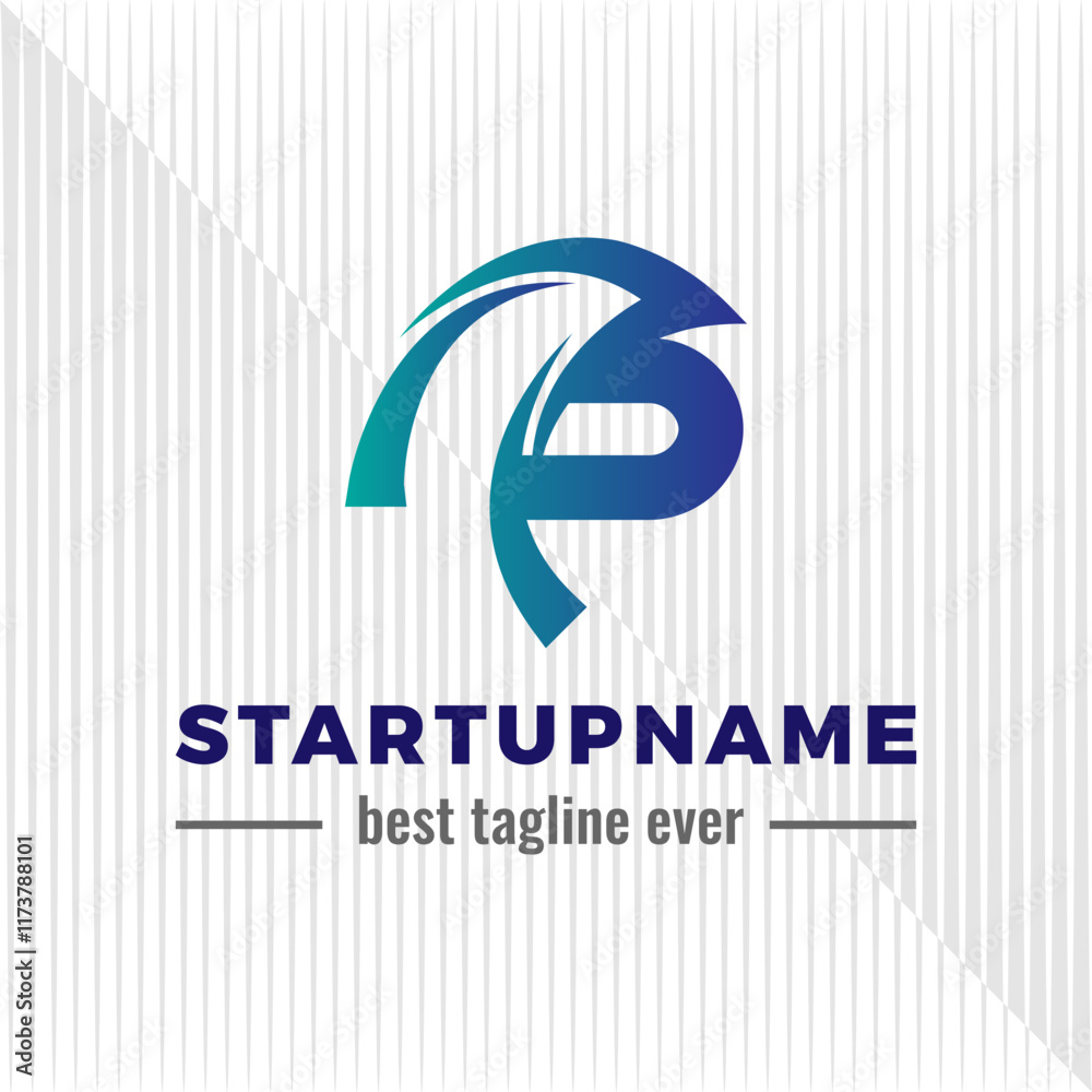 Fototapeta premium Modern wave logo design combined with initial letter P