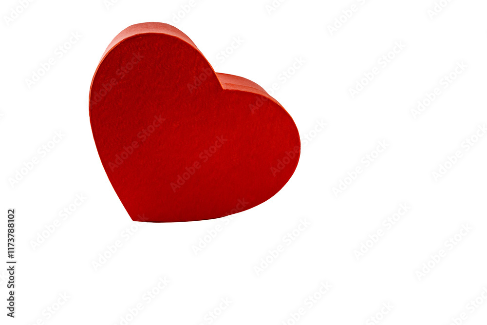 Red heart-shaped box on a white background