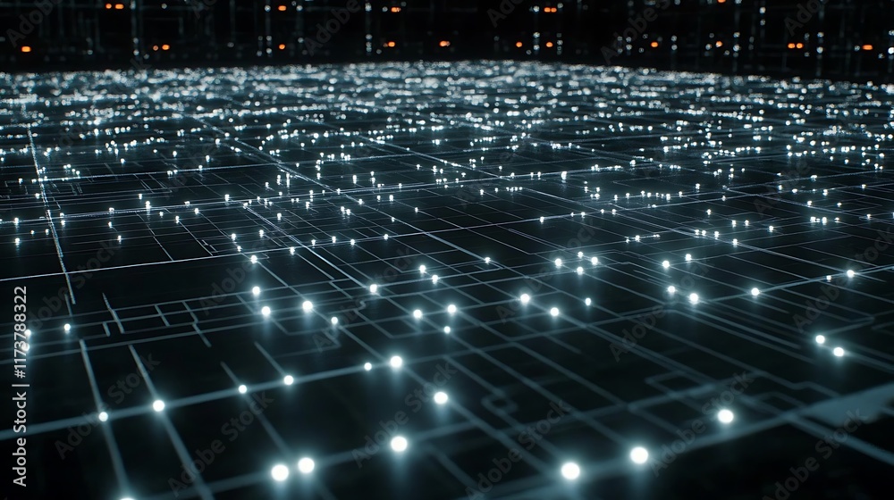 Obraz premium Illuminated Grid Network Showing Digital Connections
