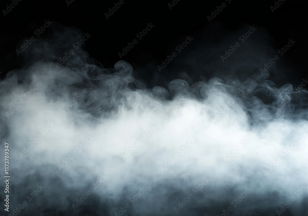 Fototapeta premium Realistic black smoke or fog isolated white background. Rising smoke Texture overlays. Graphic design element, decoration