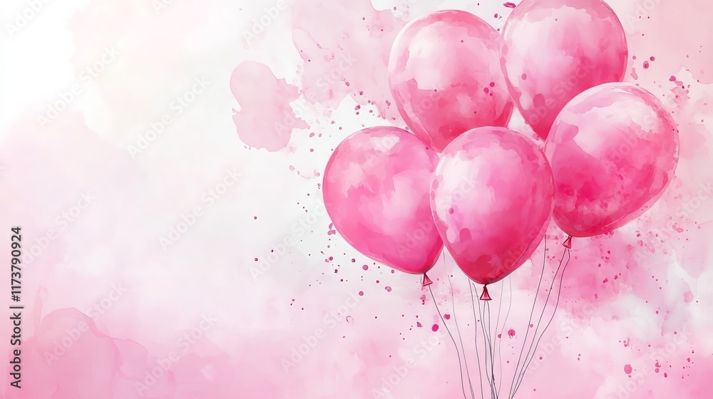 watercolor balloon frame valentine's day pink background watercolor balloon frame valentine's day pink background