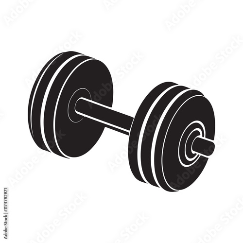 dumbbell silhouette, black and white silhouette, vector and illustration