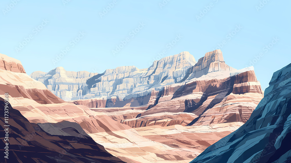Naklejka premium Detailed view of layered sandstone formations. Sandstone. Illustration