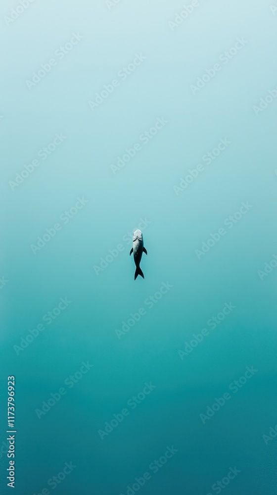 Fototapeta premium Fish swimming in blue water underwater scene hyperrealistic detail serene environment depth perception aquatic life