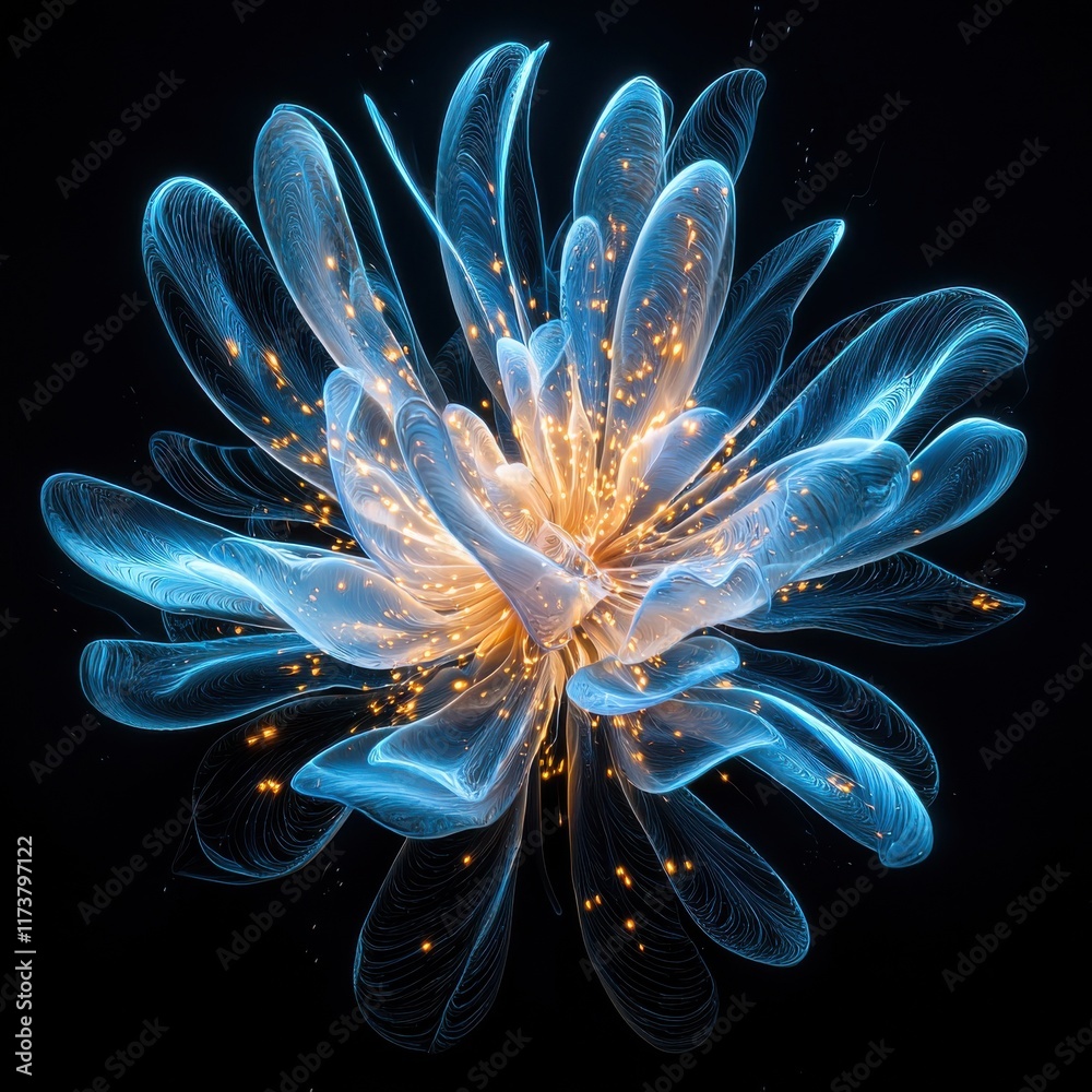 Obraz premium Ethereal fireworks display night sky artwork digital environment close-up view hyperrealistic concept