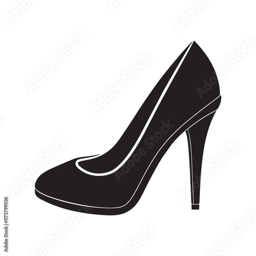 high heel silhouette, black and white silhouette, vector and illustration	