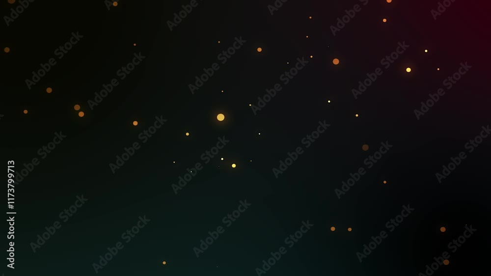 Golden glitter particles background with shining neon dust going up and light flare or glare overlay effect above for luxury premium product design or award template backdrop Magical radiance loop.