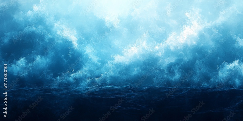 Vast ocean waves crashing under a dramatic cloudy sky Vast ocean waves crashing under a dramatic cloudy sky