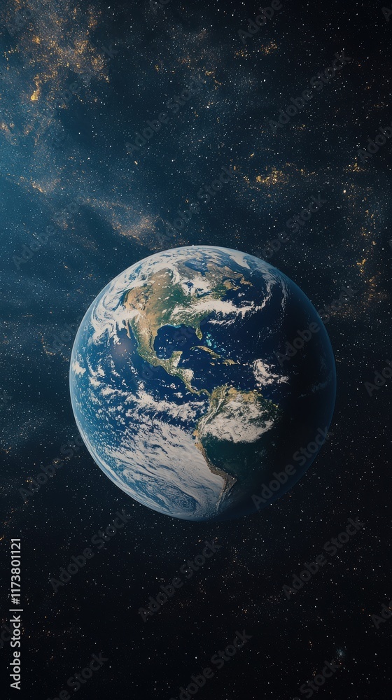 Naklejka premium Cosmic earth blending into a swirl of stars space digital art nebula aerial view universe concept