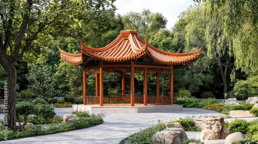 Serene Chinese Garden Pavilion Serene Chinese Garden Pavilion