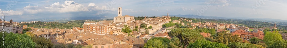Perugia - The look to south - east part of old town with the churches San Domenico and Abbazia di San Pietro. Perugia - The look to south - east part of old town with the churches San Domenico and Abbazia di San Pietro.