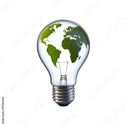 Light bulb with world map. #1173824334