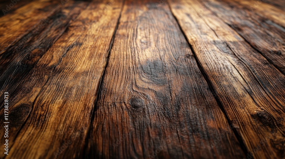Fototapeta premium Rustic wooden floor showcasing the beauty of natural textures and grain patterns under soft lighting for an inviting atmosphere. Generative AI