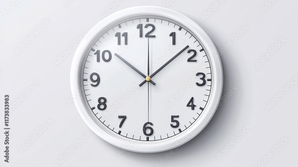 A minimalist white wall clock with black hands and numerals. Ideal for clean and modern interiors. Perfect for home or office use. A minimalist white wall clock with black hands and numerals. Ideal for clean and modern interiors. Perfect for home or office use.
