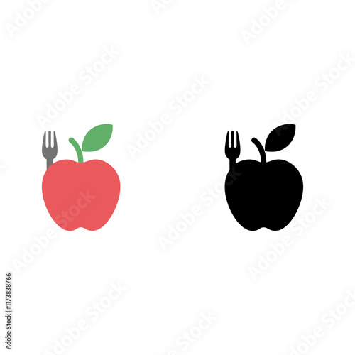 Healthy Eating Icon, colored and black version