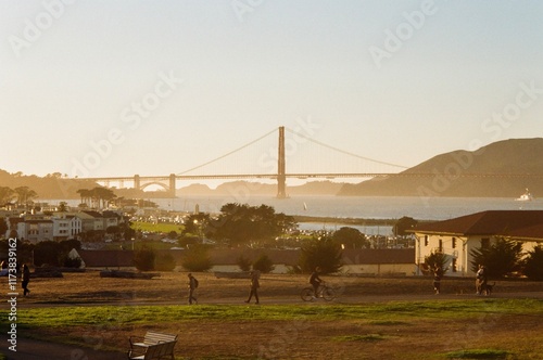 San Francisco, California, Golden Gate Bridge, golden hour, vintage, 35mm film