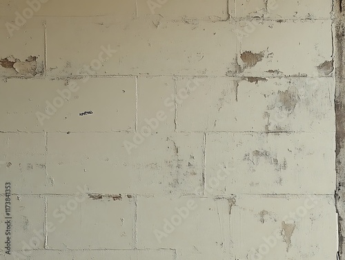 Weathered off-white cinder block wall.