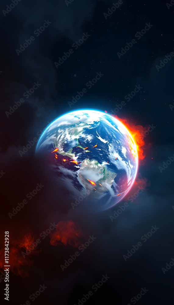 Obraz premium Global Boiling Planet earth in danger climate change concept created with, cinematic, with white tones