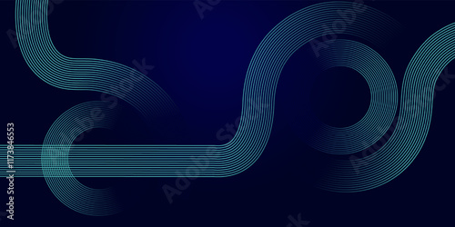 Blue abstract background. Geometric lines pattern. Modern shiny blue gradient lines. Futuristic technology